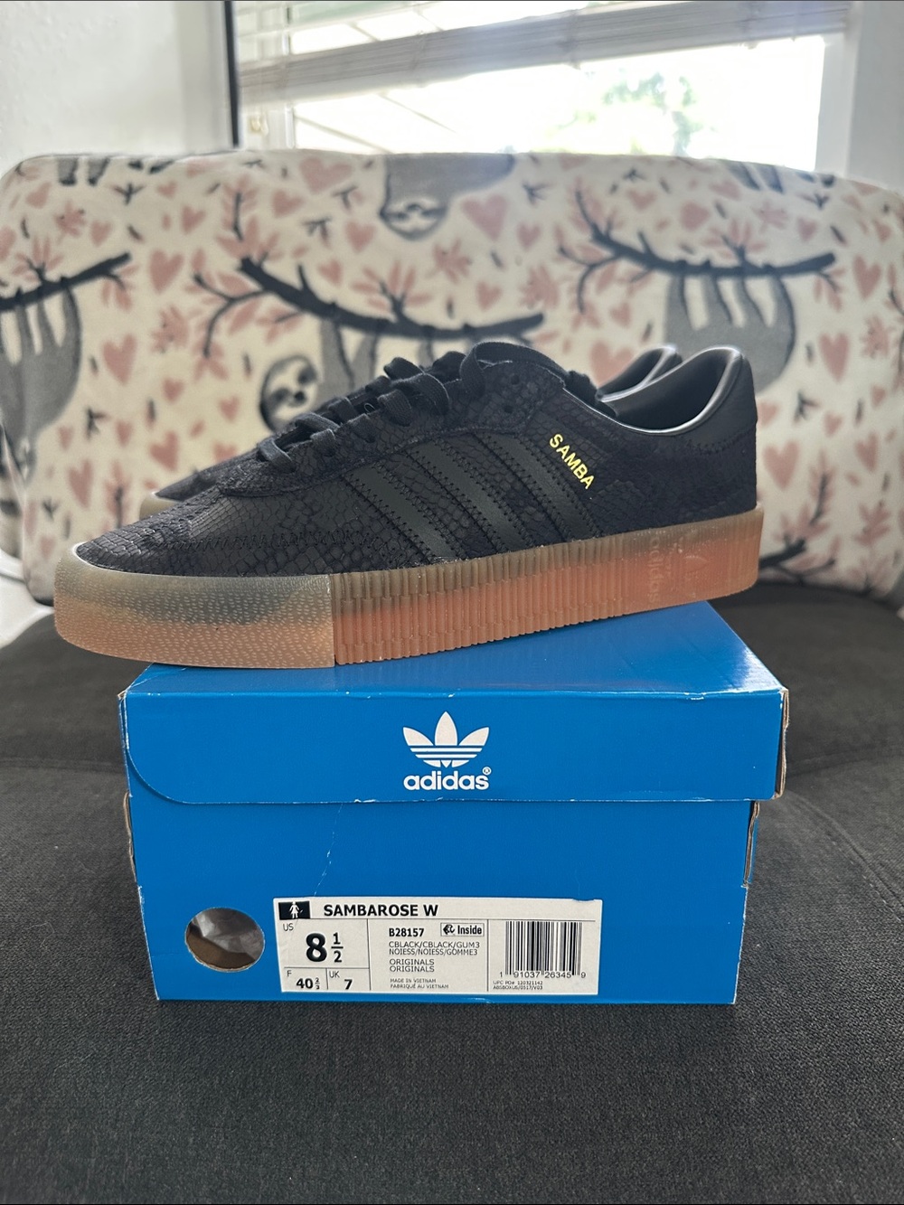 adidas Samba Platform Sneakers in Black with Gum Sole